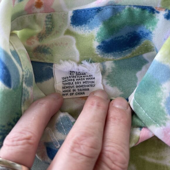 Vintage 1970’s Collared Long Sleeve Snap Bodysuit Women’s Small Floral Retro - Picture 4 of 8